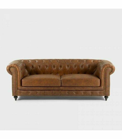 jvmoebel ® - Leder Sofa Couch - Braun Sessel Polster Dreisitzer