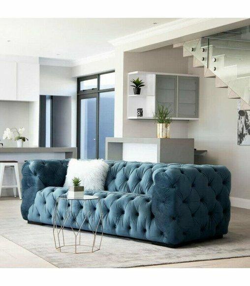 Chesterfield 3 Sitzers Klassische Luxus Barock Rokoko Sofa Textil
