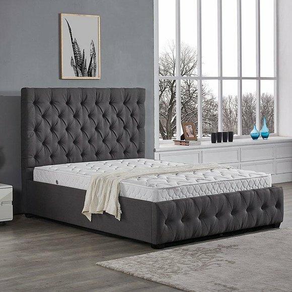 Klassische Betten Design Bett Polster Textil 140x200cm jvmoebel ® Chesterfield