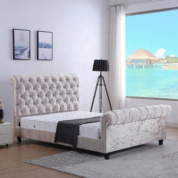 Klassisches Design Bett Polster Betten Chesterfield Textil Stoff Neu jvmoebel ®