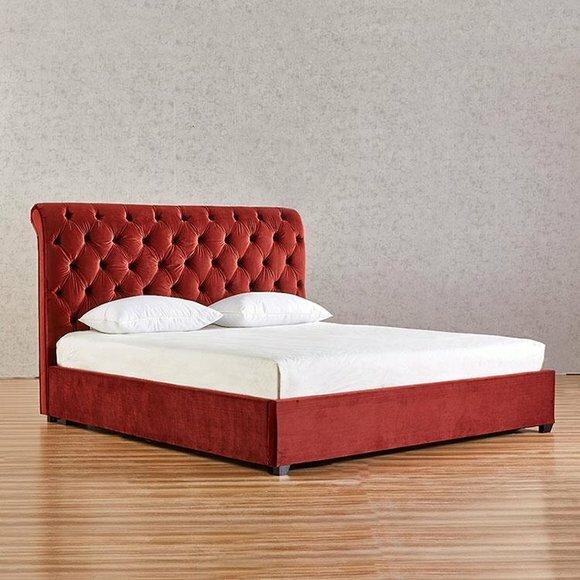 Royal Rot Schlafzimmer Bett Polster Betten Chesterfield Textil Stoff jvmoebel ®