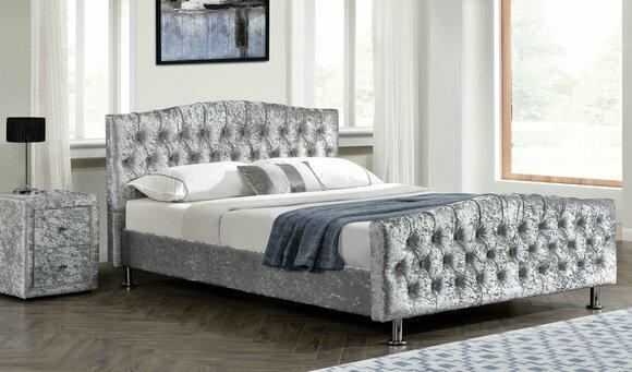 Chesterfield Designer Bett Schlafzimmer Textil Leder Polster 140/160/180/200 cm