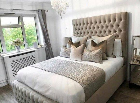 Chesterfield Bett Design Schlafzimmer Englisches Betten 200x200cm Textil