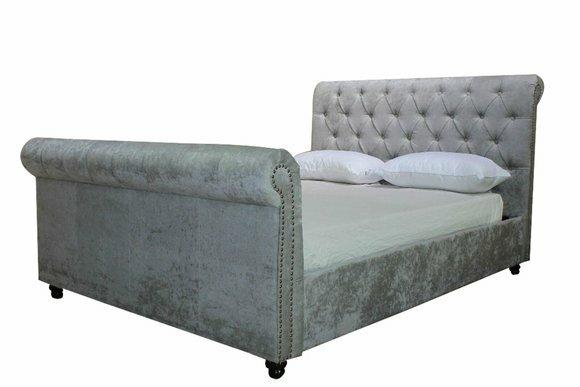 Design Chesterfield Bett Textil Samt Polster Leder Hotel Betten Schlafzimmer