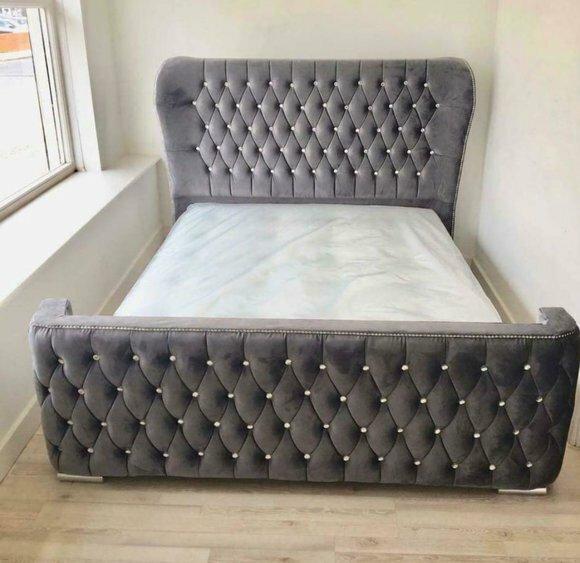Chesterfield Hotel Doppel Leder Bett Schlafzimmer Polster Luxus Betten