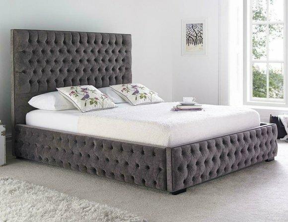 Chesterfield Hotel Doppel Leder Bett Schlafzimmer Polster Luxus Betten