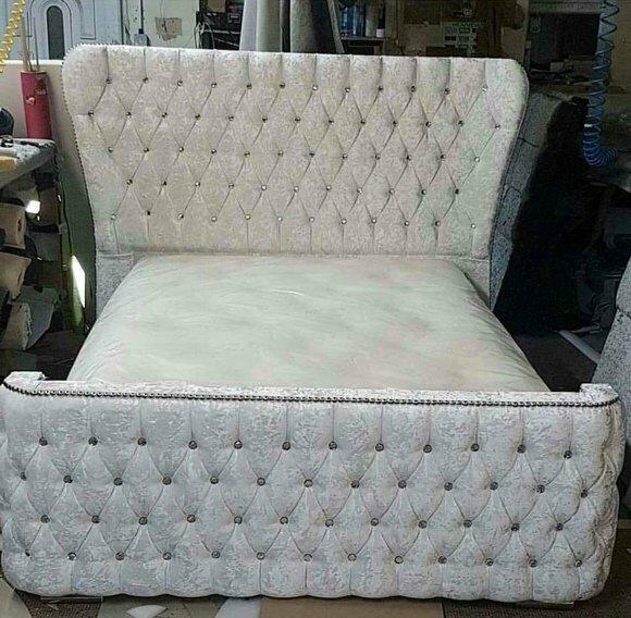 Chesterfield Bett Schlafzimmer Betten Textil 180x200cm Samt Big Hotel