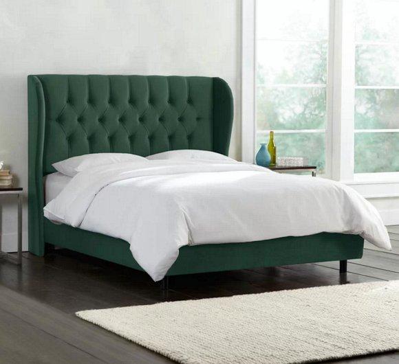 Chesterfield Design Samt Bett Luxus Textil Betten Schlafzimmer Doppel