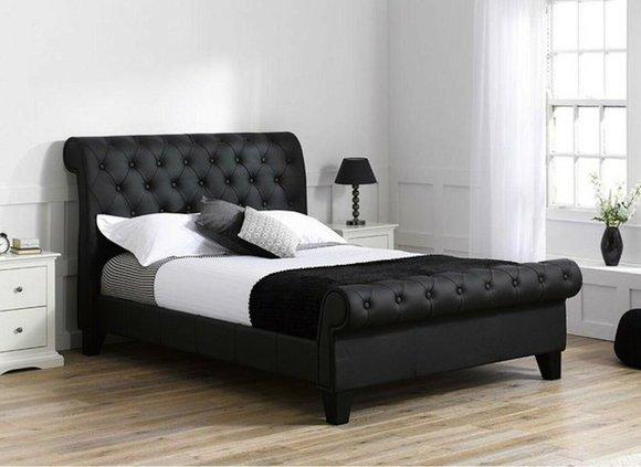 Chesterfield Hotel Doppel Leder Bett Schlafzimmer Polster Luxus Betten