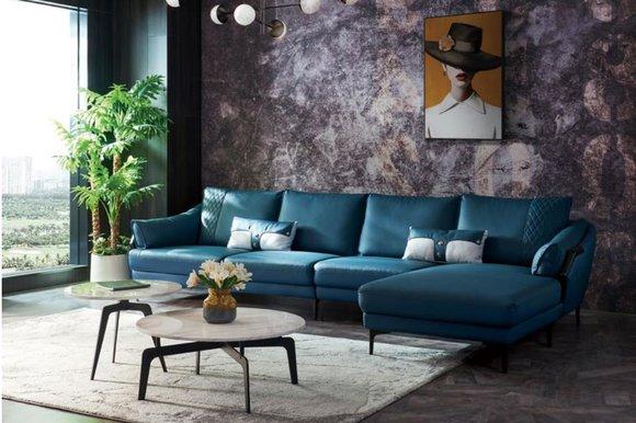 Wohnlandschaft Ecksofa L-Form Sessel Set Garnitur Modern Sofa Blau