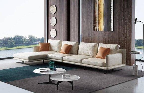 Designer Ledersofa Ecksofa Polster Eck Couch Sitz Eck L Form Garnitur