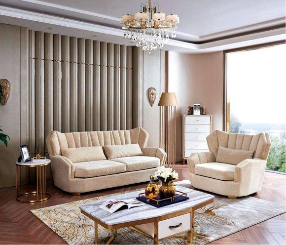 Komplett Set Sofagarnitur 3+1 Sitzer Designer Garnitur Wohnlandschaft Neu