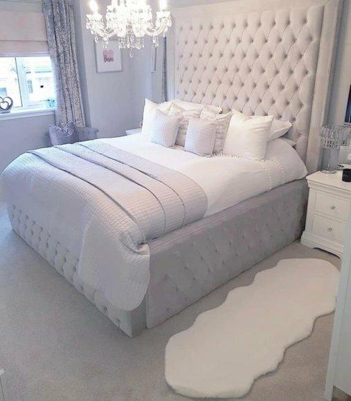 Hotel Chesterfield Luxus Bett Weißes Schlafzimmer Englische Betten 180x200cm