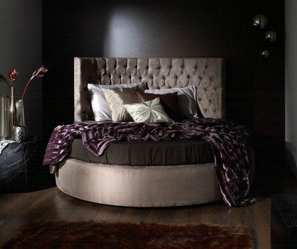 Runde Chesterfield Luxus Rund Bett Klassische Hotel Samt Textil Leder Betten