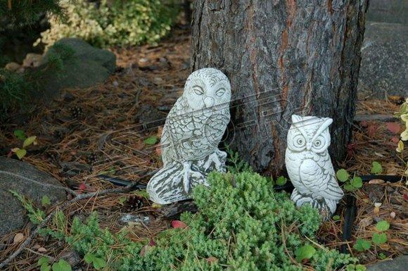 Garten Dekoration Eule Terrasse Stein Figuren Figur Deko Statue Skulptur