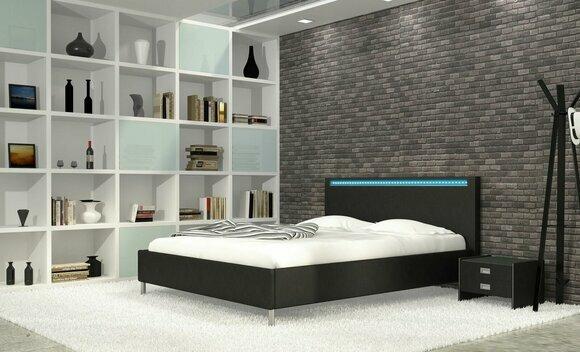 Leder Betten Design Bett Ehe Modernes Hotel Gestell LED Zimmer Luxus