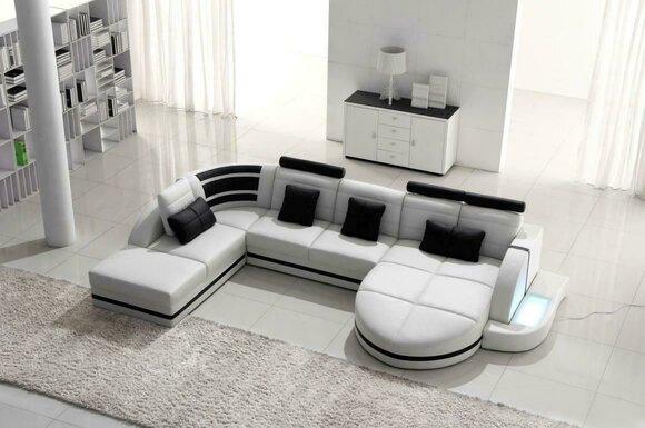 Ecksofa Ledersofa Big XXL U Form Wohnlandschaft Sofa Couch Garnitur Sofas Ecke