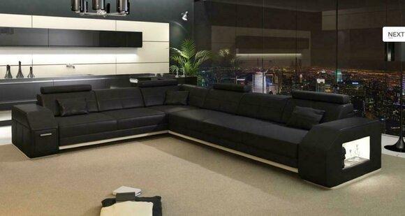 Designer Sofa Couch Ecksofa Leder Textil Polster Garnitur Wohnlandschaft