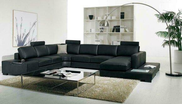 Ledersofa Designer Sofa U Form Wohnlandschaft Couch Polster Ecksofa