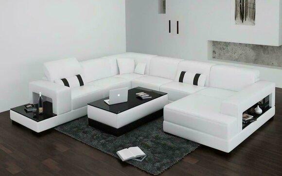 Ecksofa Sofa Couch Polster Wohnlandschaft Leder Eck Sofas Garnitur