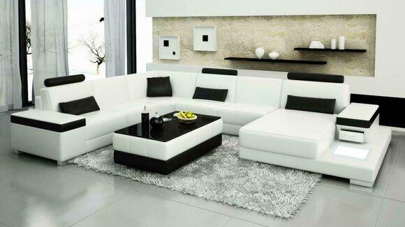 Ledersofa Designer Sofa U Form Wohnlandschaft Couch Polster Ecksofa