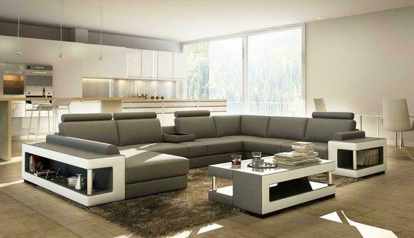 Wohnlandschaft Luxus Trend Kollektion Couch Ledersofa Sofa U Form Sitz