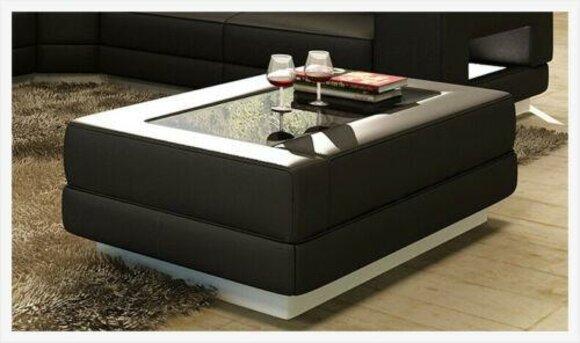 Designer Couchtisch Polster Tisch Leder Glas Moderner Tische Glastische
