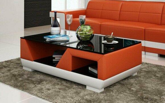 Klassischer Luxus Designer Couchtisch Sofa Wohnzimmer Tisch Leder Tische