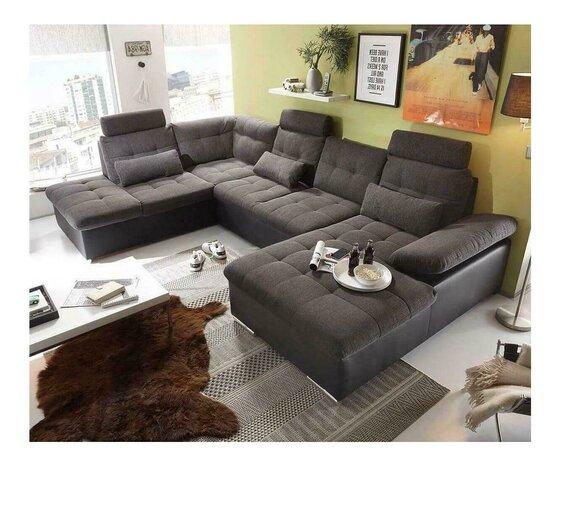 Ecksofa U-Form Sofa Wohnlandschaft Garnitur Polster Bettfunktion Design