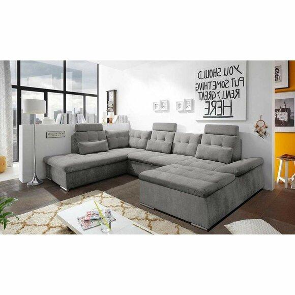 Ecksofa U-Form Sofa Wohnlandschaft Garnitur Polster Bettfunktion Design