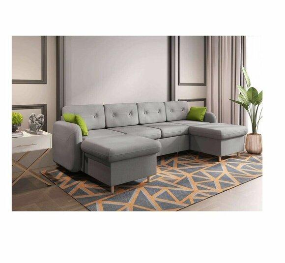 Wohnlandschaft Bettfunktion Stoff Ecksofa U-Form Couch Design Polster