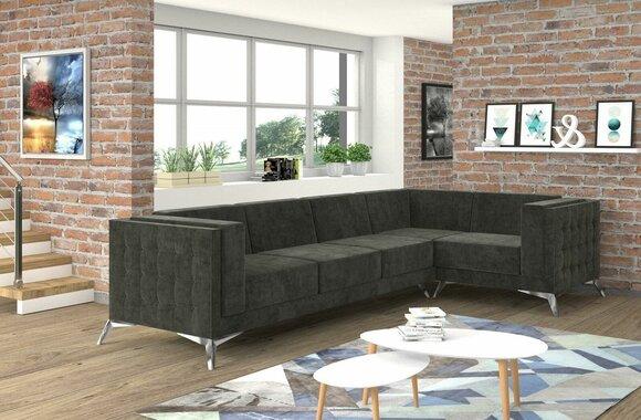 Ecksofa Chesterfield Sofa Polstergarnitur Couch Wohnlandschaft L-form