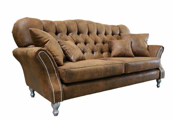 Vintage Chesterfield Sofagarnitur Couch Polster Sofa Leder 3+1 Sitzer Set