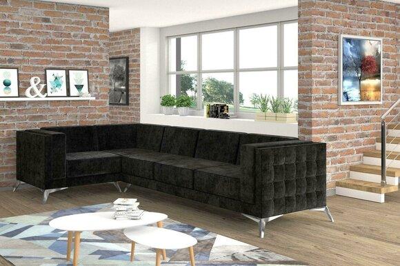 Chesterfield Ecksofa L-Form Stoff Design Couch Polster Sitz Sofa Textil Eck Neu