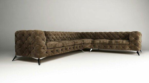 Samt Ecksofa Chesterfield Sofa Polstergarnitur Couch Wohnlandschaft