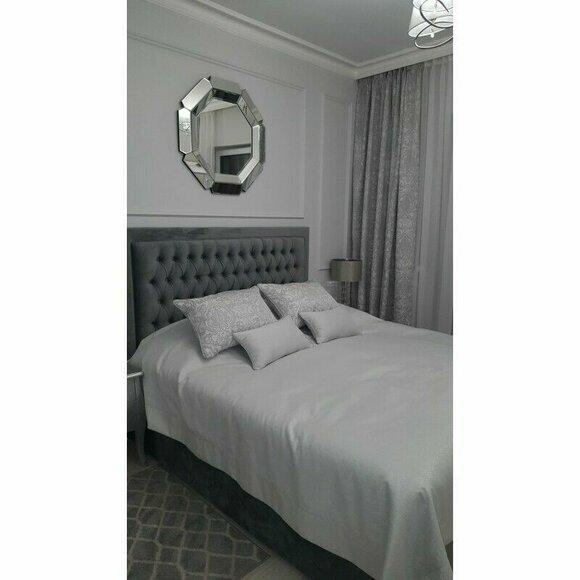 Chesterfield Bett Polster Doppel Hotel Betten Schlafzimmer 140x200cm Grau Neu