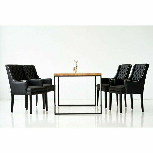 Esszimmer Tisch + 4 Chesterfield Stühle Gruppe Stuhl Garnitur Polster Lehn