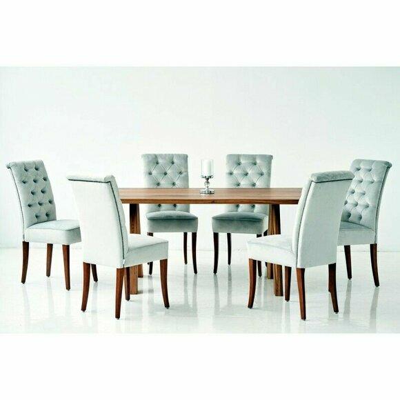 Design Esszimmer Tisch + 6 Chesterfield Lehnstühle Stuhl Sitz Gruppe Stühle
