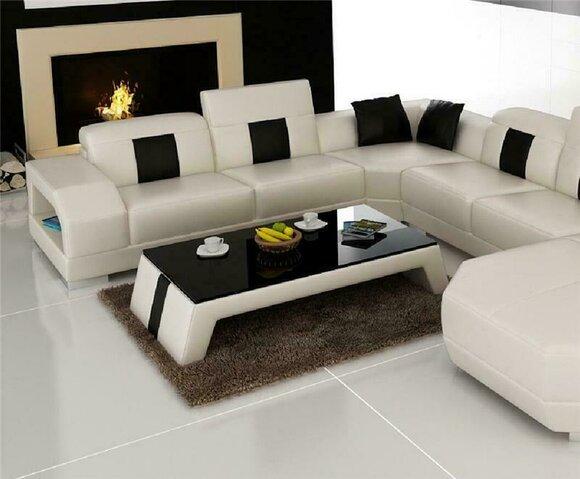 Design Glastisch Leder Couch Tisch Tische Glas Sofa Wohnzimmertische