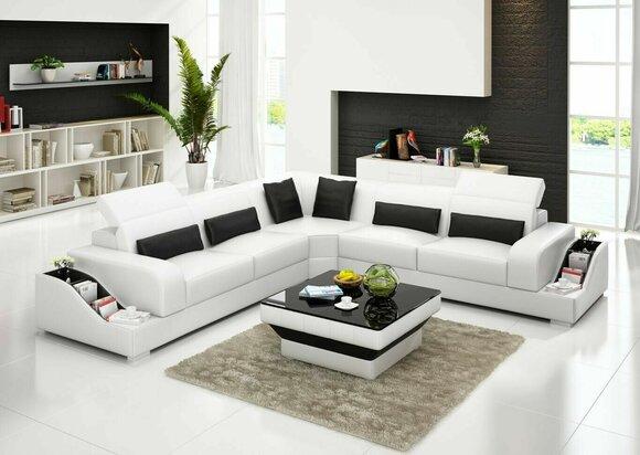 Ecksofa Leder Sofa Couch Polster Eck Sitz Wohnlandschaft Garnitur L Form