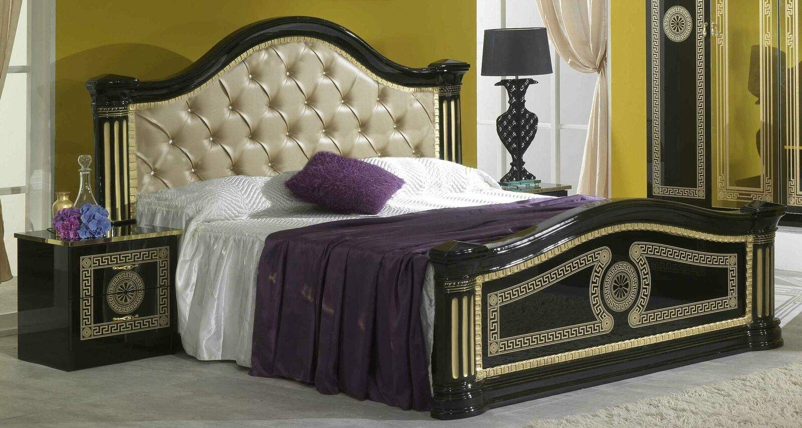 Chesterfield Bett Lederbett Polsterbett Schlafzimmer Ehebett Betten 180x200cm