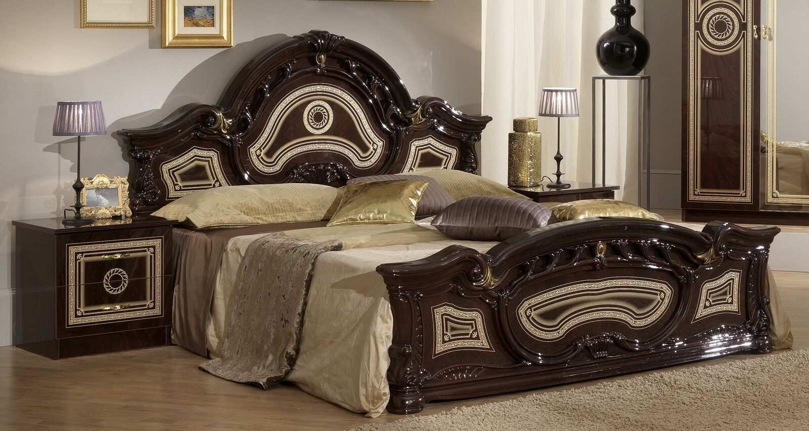 Bett Doppel Hotel Antik Betten 2x Nachttisch Schlafzimmer Möbel 3tlg Betten Neu