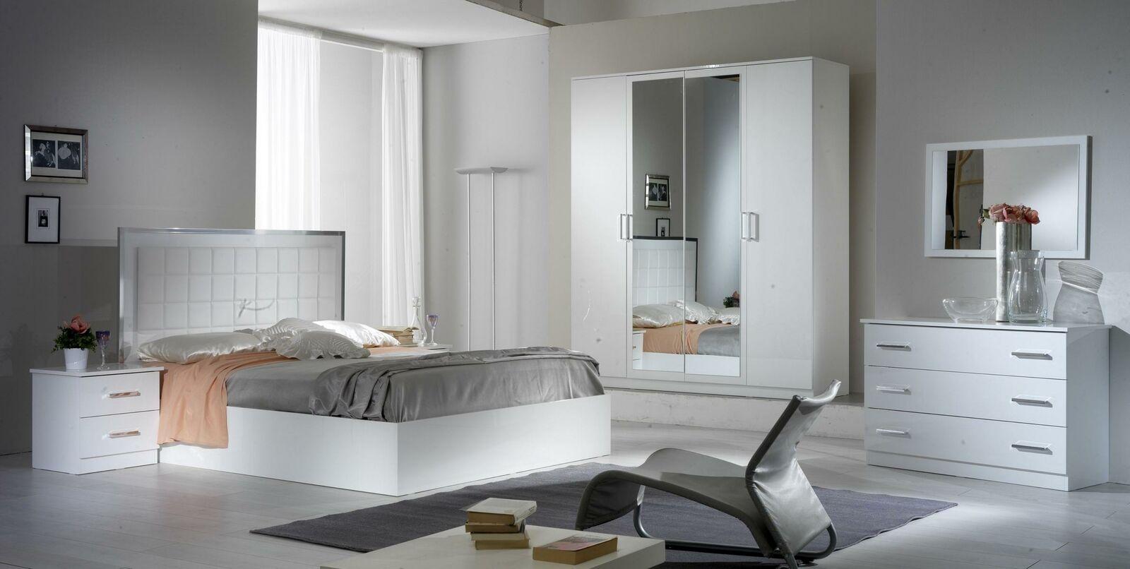 Bett Nachttisch Kommode 6 tlg.Schlafzimmer Set Design Modern Luxus