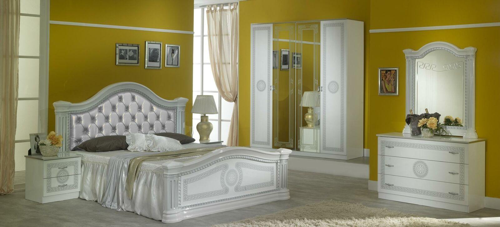 Komplettes Schlafzimmer Set Design Modern Luxus Bett 2x Nachttisch 6 tlg