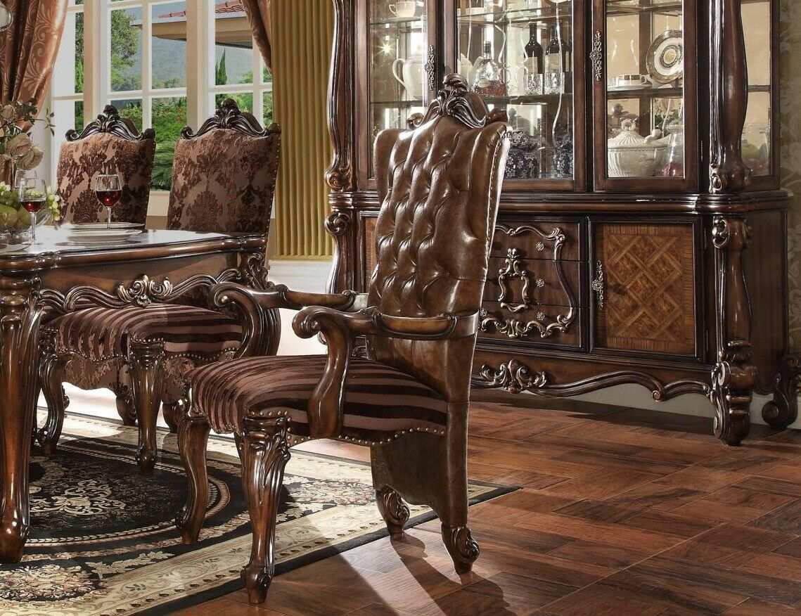 Stuhl Thron Sessel Set Esszimmer Designer Holz Antik Stil Barock Rokoko