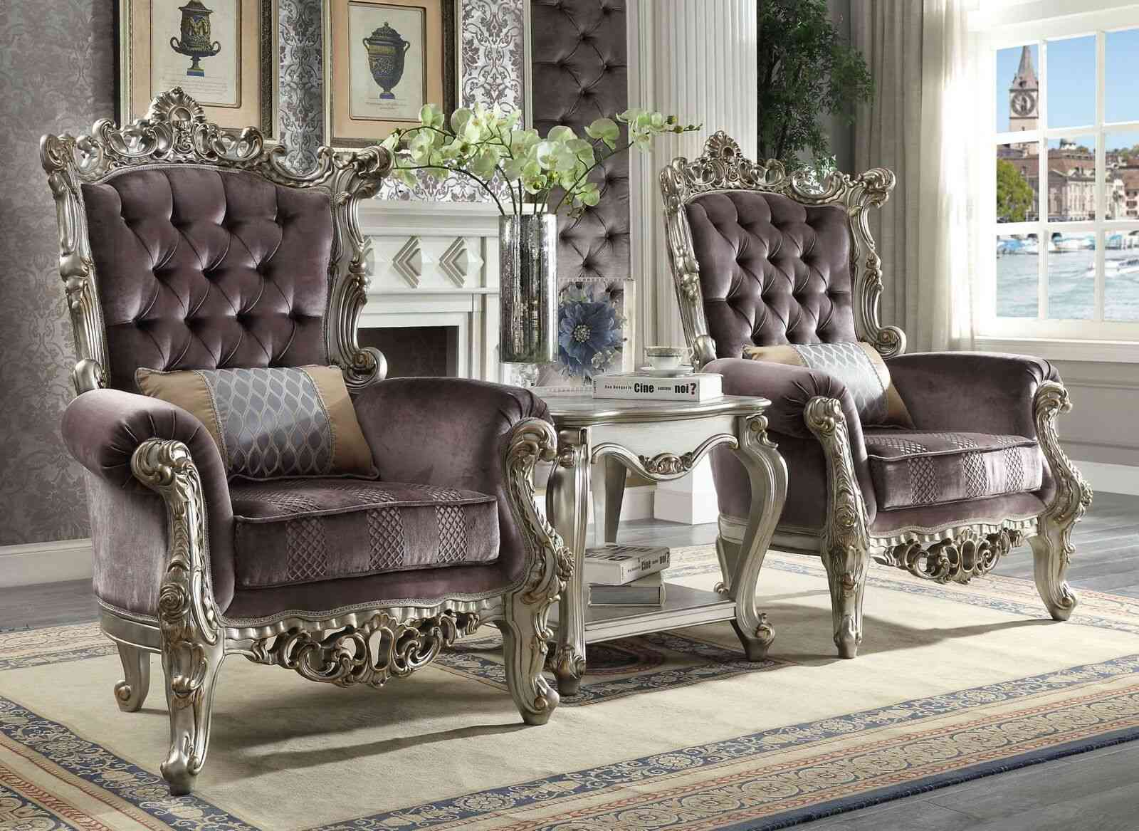 Polster 1 Sitzer Antik Stil Stühle Beige Holz Barock Thron Königlicher Sessel