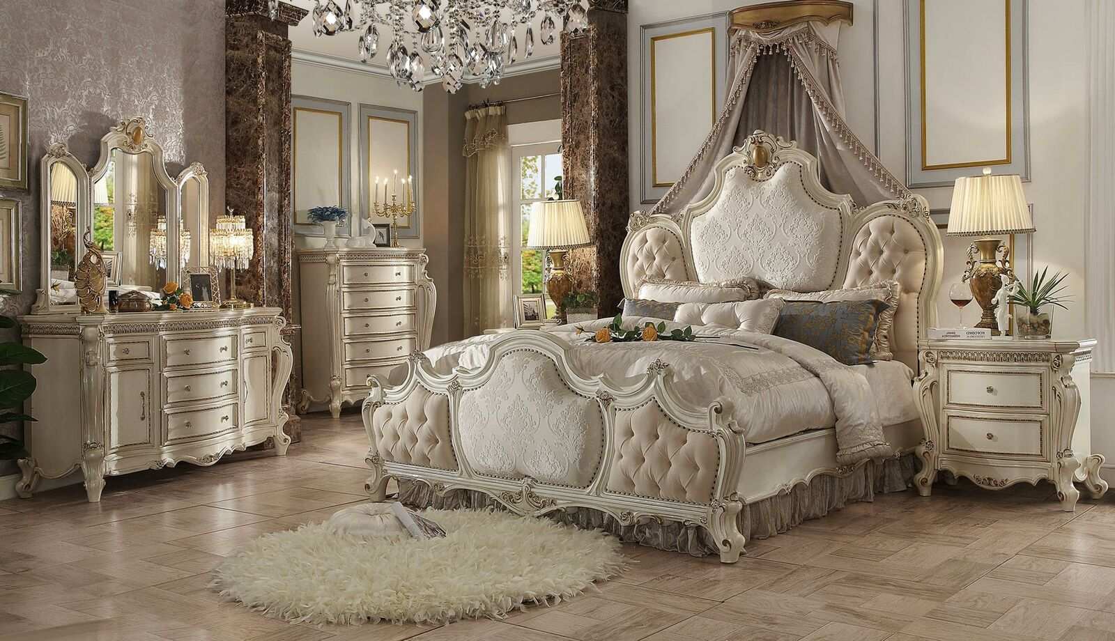 Luxus Kommode Anrichte Spiegel Barock Rokoko Klassische Möbel Holz