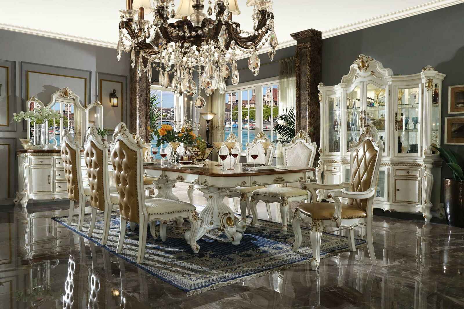 Geschnitzter Holz Esstisch Wohnzimmer Esszimmer Tisch Barock Rokoko