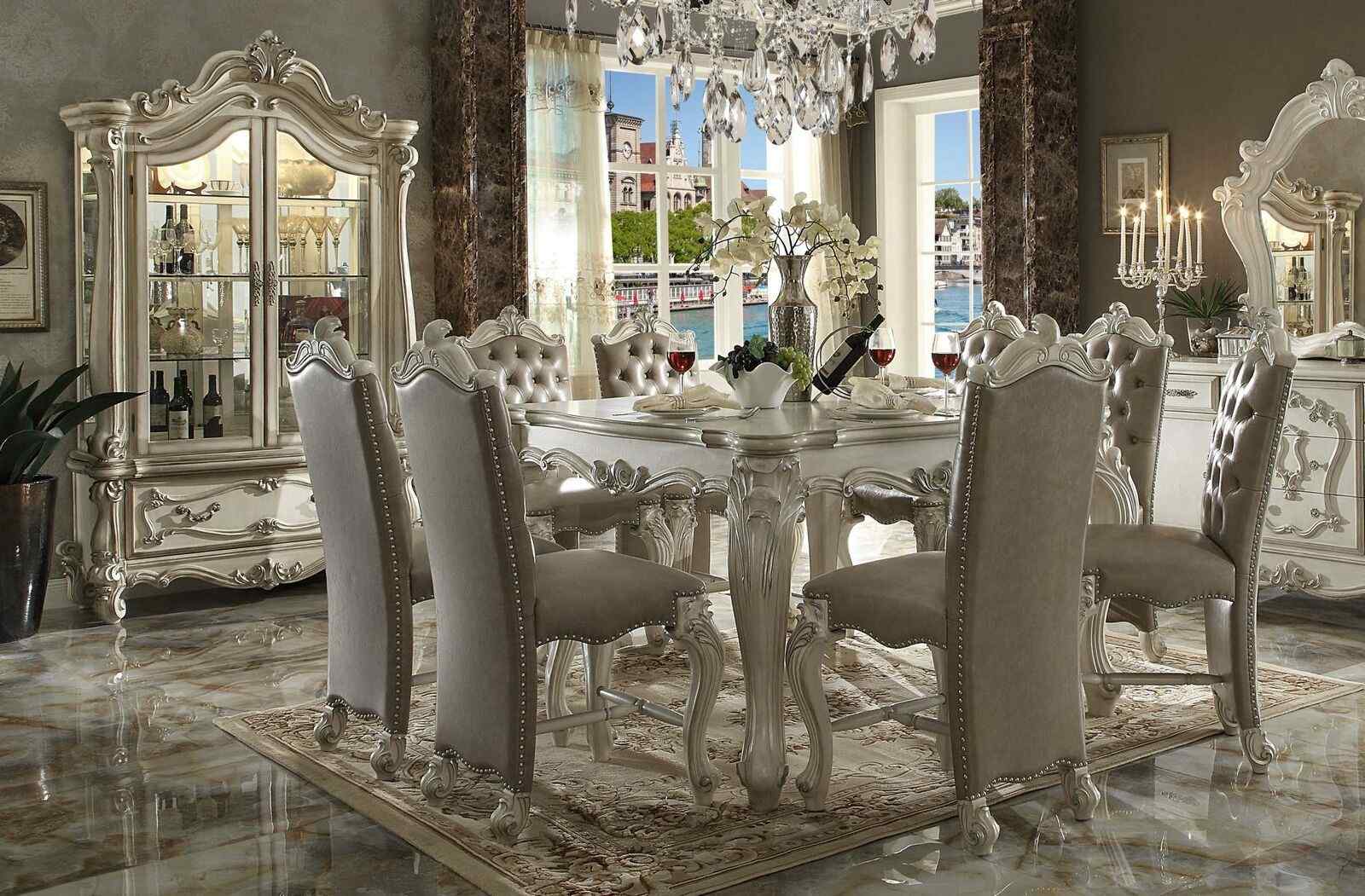 Königliches Esszimmer Garnitur Set Barock Rokoko Tisch 8x Stühle Stuhl