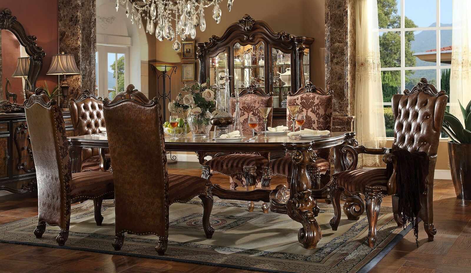Esstisch + 6 Stühle Esszimmer Set Essgruppe Klassischer Tisch 7tlg Set